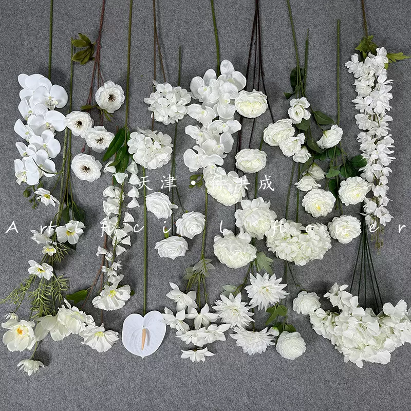 白色系外贸跨境仿真花婚礼堂花材婚庆插花婚礼吊顶花艺路引装饰花