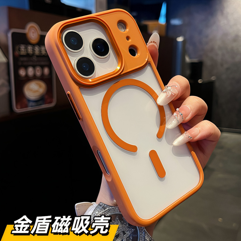 新款适用iPhone17promax手机壳金盾磁吸苹果16金属按键防摔保护套|undefined
