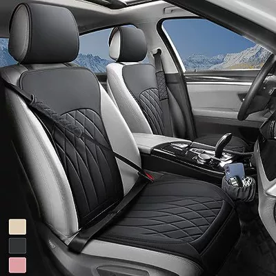 Front car seat cover leather universal no side car seat protective cover safety belt shoulder protector car storage (Seat cushion, seat cover) - black-full-set-front-double-seat-2-safety-belt-cover-1-storage-bag