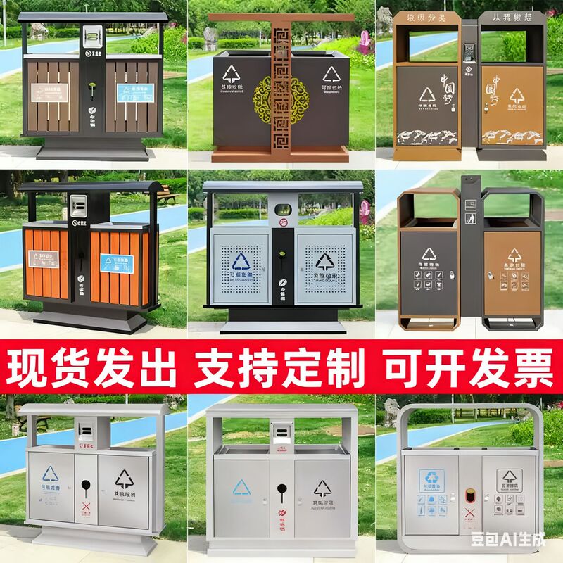 Outdoor Trash Can Stainless Steel Large Sanitation Fruit Peel Box Outdoor Community Scenic Spot Park Classified Trash Can