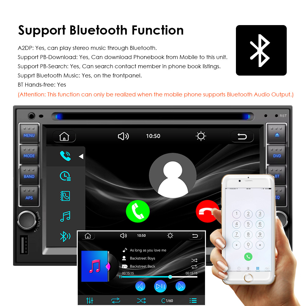 6.2inch Car Bluetooth Dvd Cd Car Mp3 Mp5 Player Mobile Phone Interconnection Dual-Disk Universal Model Hd 12V