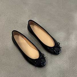 羊皮版~2025新款蝴蝶结浅口芭蕾舞鞋孕妇平底鞋瓢鞋羊皮单鞋女