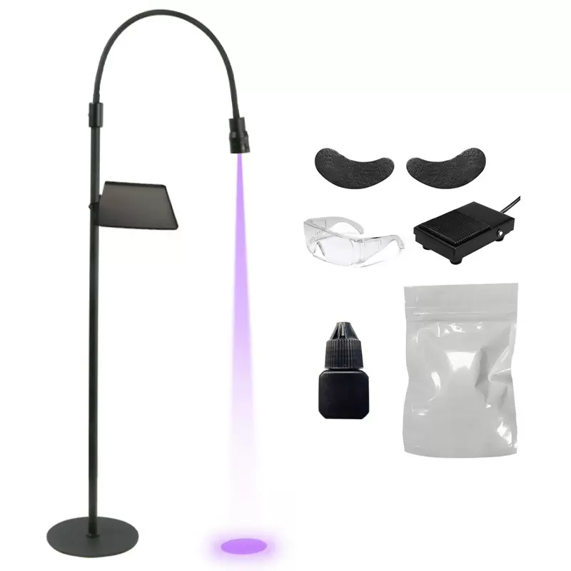 可调节紫光uv睫毛灯嫁接睫快速uv固化灯脚踏开关落地美容灯带托盘