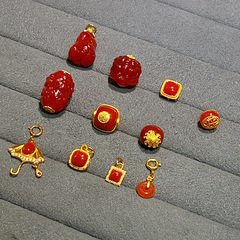 天然南紅s925銀金メッキのビーズの部品のブレスレットのネックレスdiy半製品