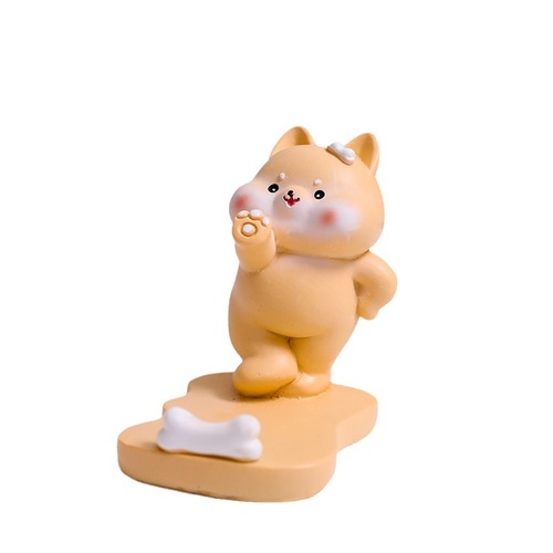 Cartoon animal mobile phone holder, cute desktop pet mobile phone holder, creative lazy person chasing drama support resin ornaments