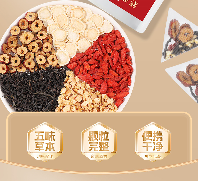 Su Yan Goddess Tea Ginseng Goji Red Date Black Tea Wellness Blend 50g Individually Wrapped overview
