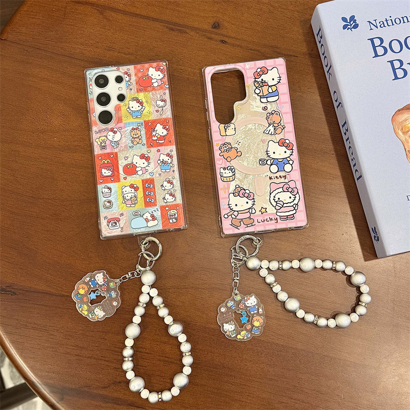 For Samsung S25Ultra Cute Kitty Phone Case S23plus Japanese and Korean Cartoon Magnetic Protective Shell Women's Trendy