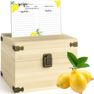 Recipe Kitchen Recipe Storage Box Desktop Storage Box Wooden Box with Card Slot