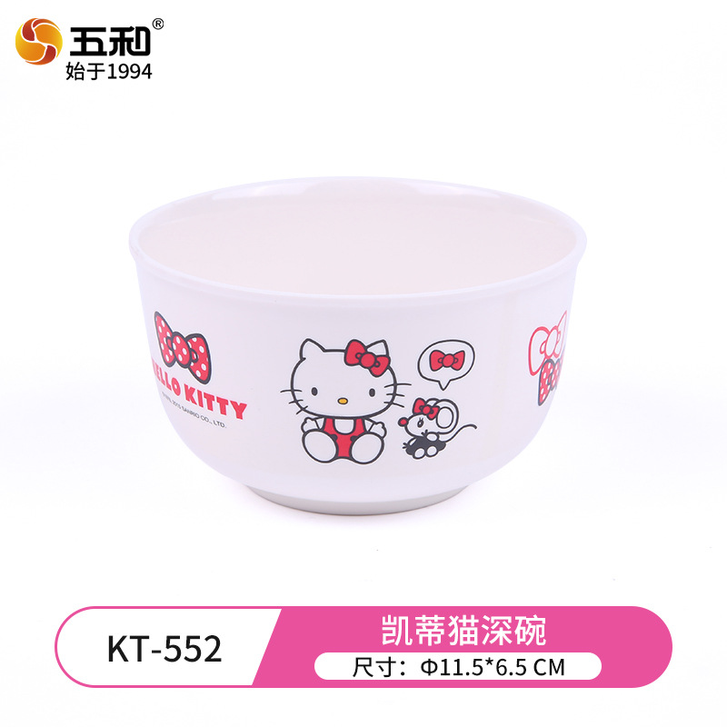 Wuhe tazón infantil de melamina de grado alimenticio anti-caída tarjeta de ventilación para bebés tazón de alimentos suplementarios tazón de arroz casero tazón de sopa