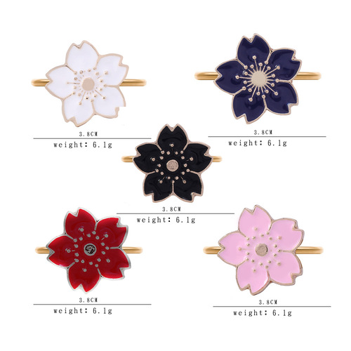 Alloy Flower Series Colorful Enamel Floral Napkin Clip, New Colorful Metal Oil Drip Napkin Ring