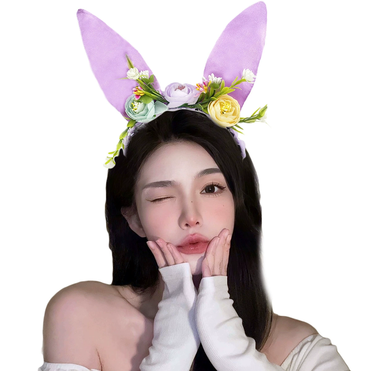 Headband Red Rabbit Lace Ears, Handmade Hair Accessory, High-Quality Graduation Party Style