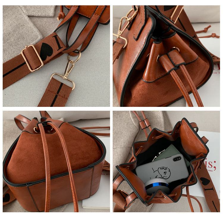 Small Pu Leather Bucket Bag display picture 2
