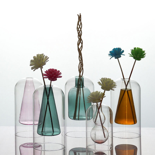 Double-layer glass aroma bottle essential oil diffuser bottle fragrance bottle perfume fragrance fireless diffusion home-use rattan dry flower bottle 