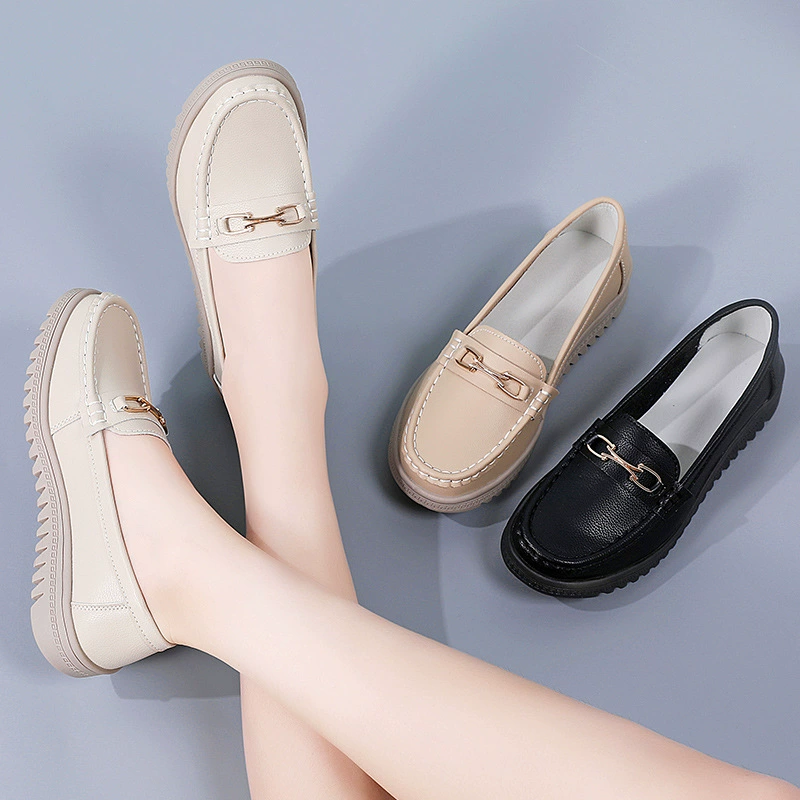 Весенне-осенние новые стильные шапочки из воловьей кожи, Нескользящие лоферы на плоской подошве с подошвой Tbottomon, женские туфли без шнуровки в клетку на мягкой подошве для мам