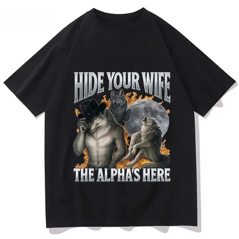 【Cross-Border European Code】Hide Your Wife, the Alpha Werewolf Is Coming! Funny Werewolf Meme T-Shirt 【Cross-Border European Code】Hide Your Wife, the Alpha Werewolf Is Coming! Funny Werewolf Meme T-Shirt