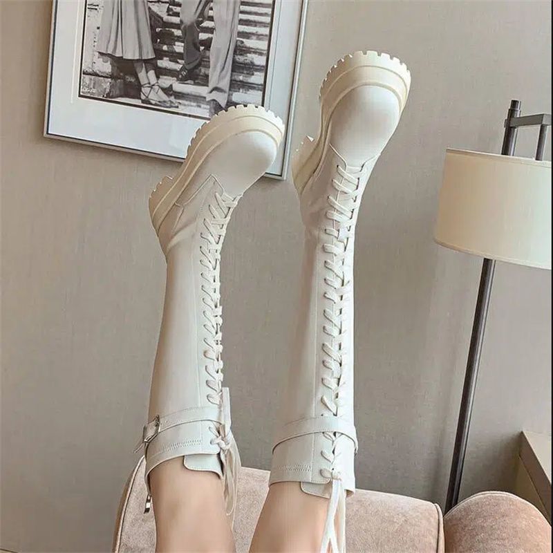 Over-The-Knee Boots for Women, Spring Thin Style, 2023 Autumn and Winter New Elastic Slim Thick-Soled Martin High Knight Boots