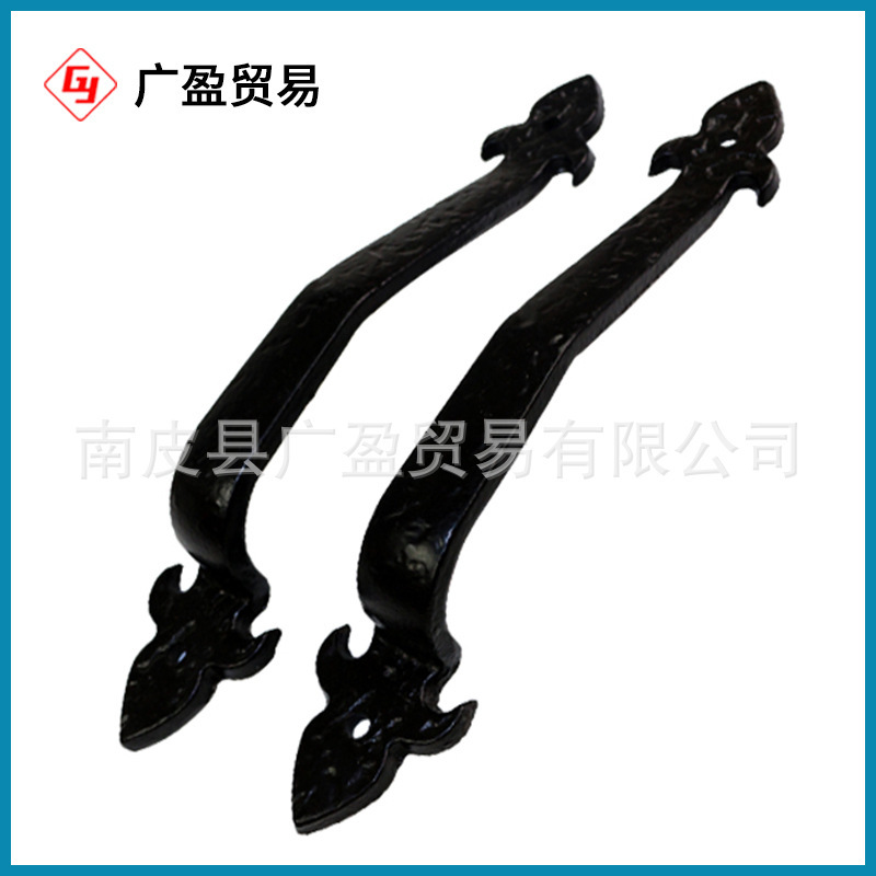 Barn door black cast iron handle American heavy iron handle outer door solid embossed beautiful