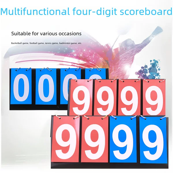 Four-digit basketball scoreboard flip board football game scoring countdown 4-digit competition double-sided digital scoring device