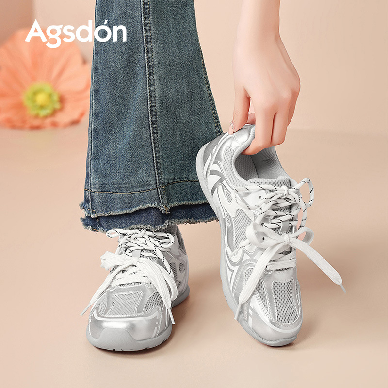 Augu Shi Deng plata zapatos de entrenamiento para mujeres 2025 nuevo verano función de suela gruesa zapatos descalzos ballet Gump zapatos deportivos