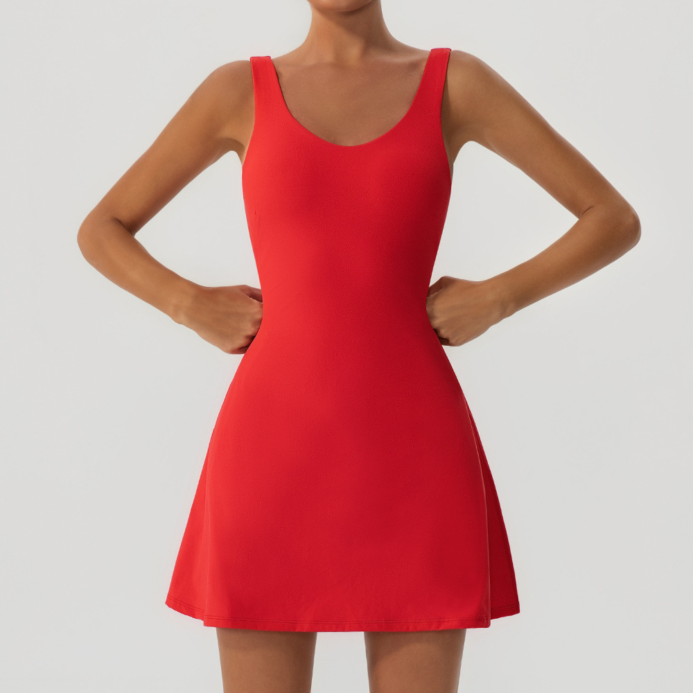 Verano nuevo vestido de tenis deportivo de mujer vestido corto de golf con pantalones de seguridad vestido de camisole vestido deportivo al aire libre