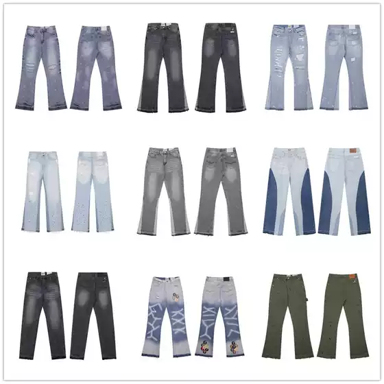 Gallery New Basic Washed Black Stitching Jeans All-match Trousers