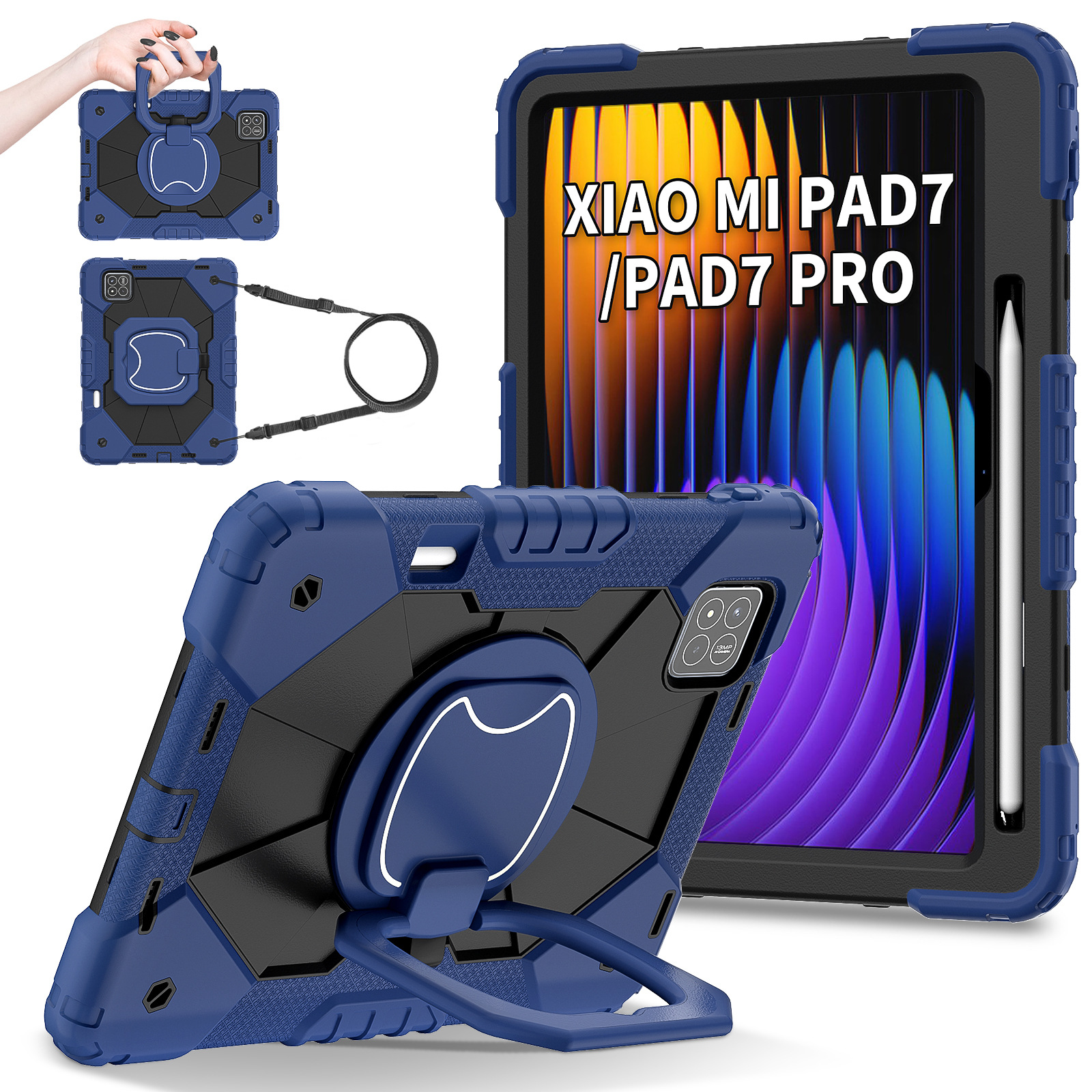 Funda para Tableta con Ranura para Lápiz para Xiaomi Pad 7 / Pad 7 Pro, A prueba de golpes, Con soporte, Anti-caída