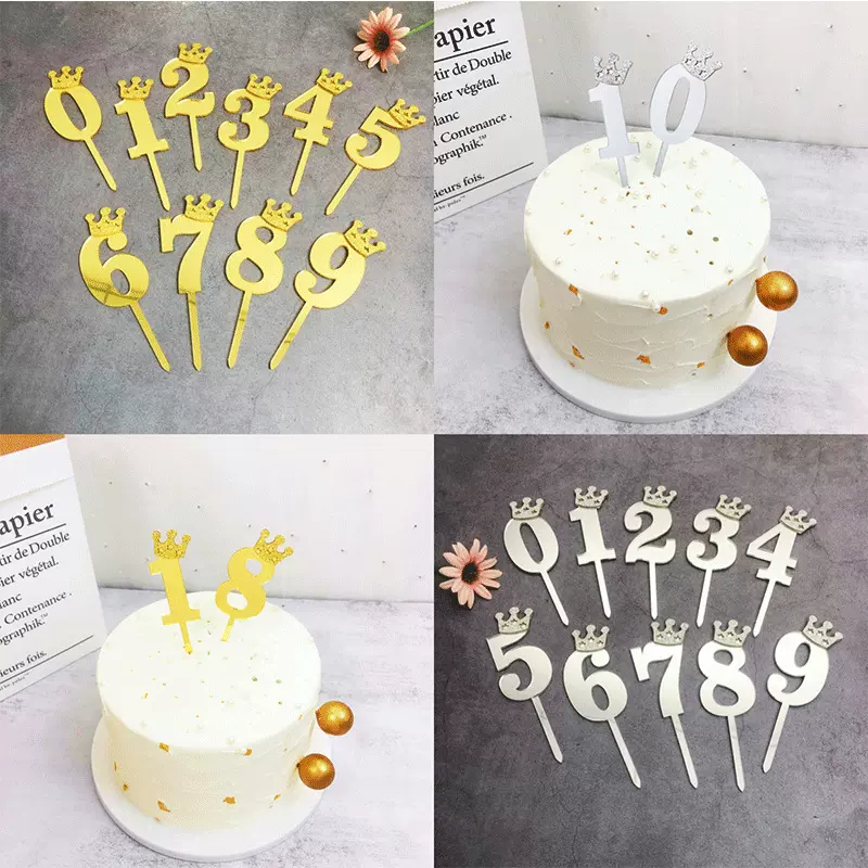 ins皇冠数字蛋糕插牌烘焙甜品台生日快乐插件场地布置造型婚礼