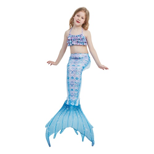Children Mermaid Swimwear Mermaid Wave Suit Three-Piece Fish Tail Girls Princess Dress Clothing