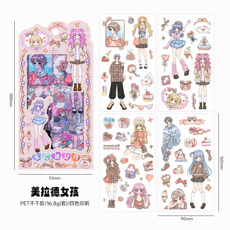 Pegatinas de chicas dopamina transparentes impermeables pet adorables pegatinas de chicas diy diario decoración pegatinas de tarjetas Goku