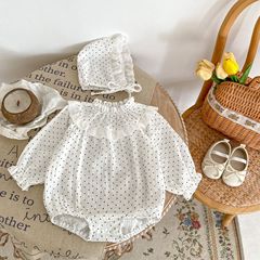 Ins 2023 Autumn Children's Baby Bodysuit with Sesame Print Long Sleeve Trunk Suit + Hat