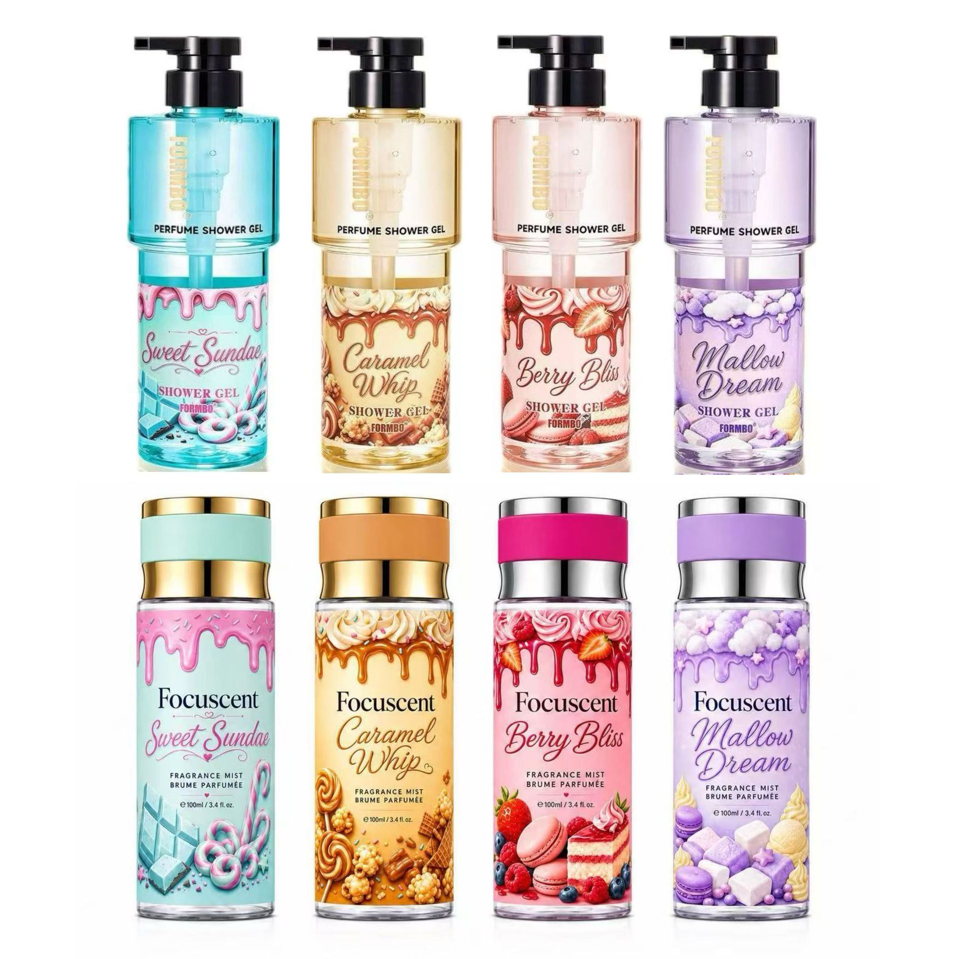 Cross-border exclusive body fragrance shower gel, gourmet series, shower gel for foreign trade, all-English perfume spray