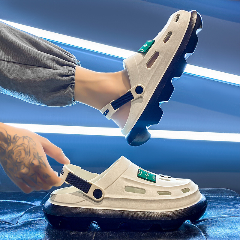 Zapatos con agujeros Sandalias de oficina de ocio de verano para hombres, deportes de conducción para hombres, zapatos de playa de playa resistentes al desgaste