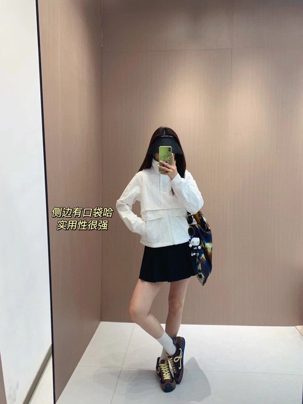 LU同款简约百搭户外休闲工装风衣小个子短款冲锋衣立领夹克外套女|undefined