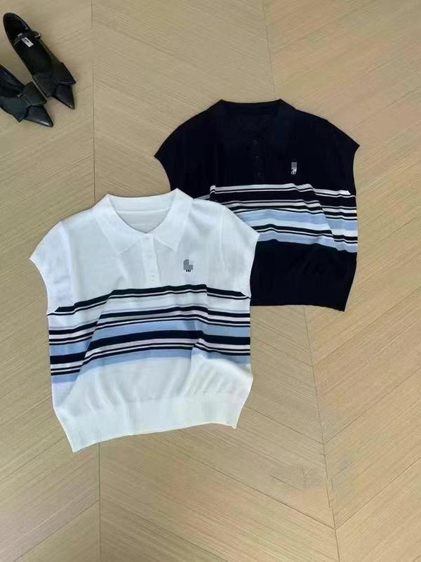 2025夏季新款百搭显瘦POLO领短袖刺绣上衣女设计感减龄小衫女潮流|undefined
