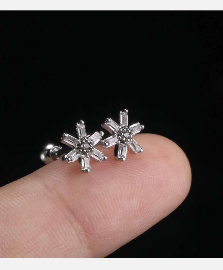 6g Weight 1 Pair Sweet Flower Butterfly Titanium Steel Rhinestones Ear Studs