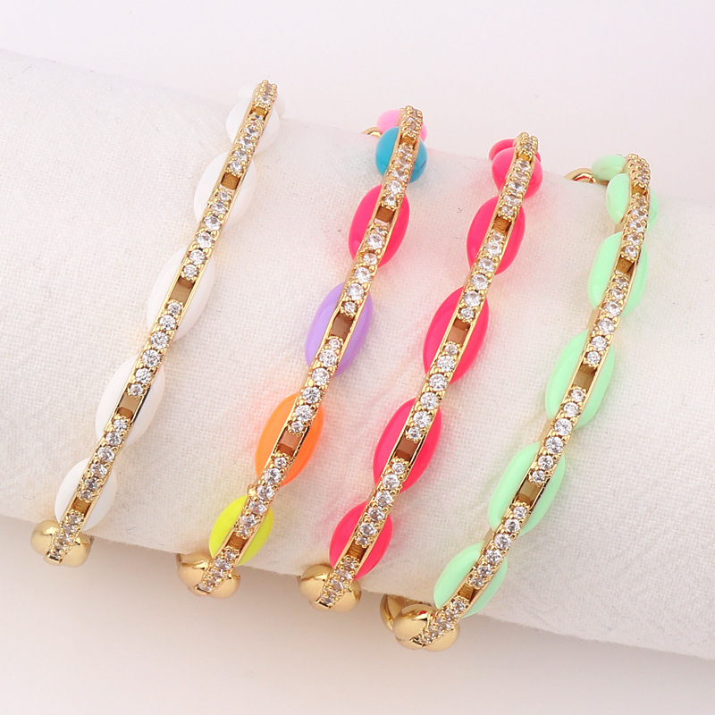 Fashion Geometric Copper Bracelets Stoving Varnish Zircon Copper Bracelets