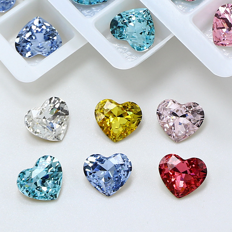 东洲水晶几何胖心6*5.3爱心美甲钻手工正心仿华4815DIY钻美甲饰品