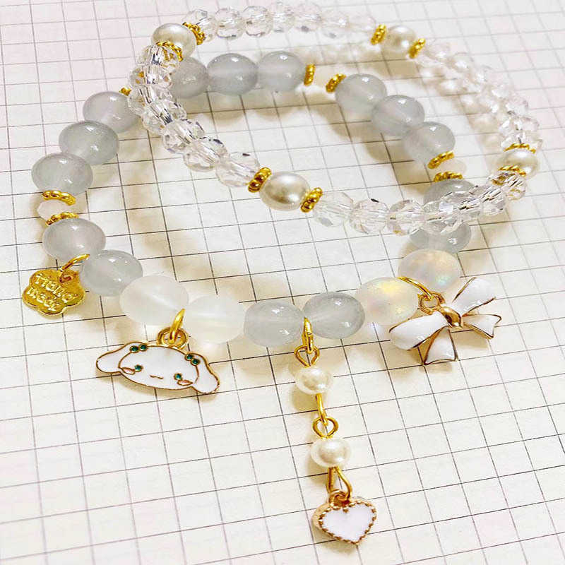 Nueva persa Jade cristal perla pulsera femenina Super lindo dibujos animados yugui perro con cuentas estudiante novias regalo