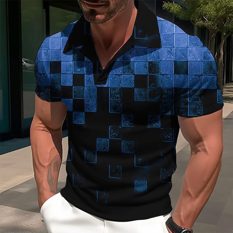 Herren Polohemd Mit Geometrischem Muster Für Golf Und Freizeit_voghion.com