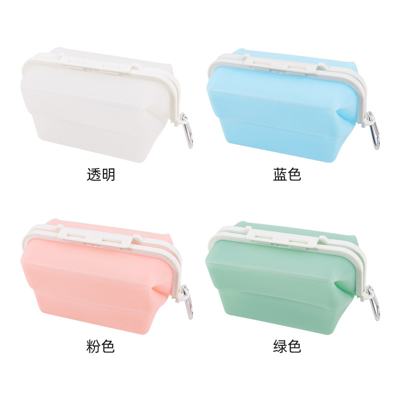 En stock de pelo recto de silicona plegable caja de almuerzo de grado alimenticio refrigerador caja de almacenamiento horno microondas calefacción tazón caja Bento