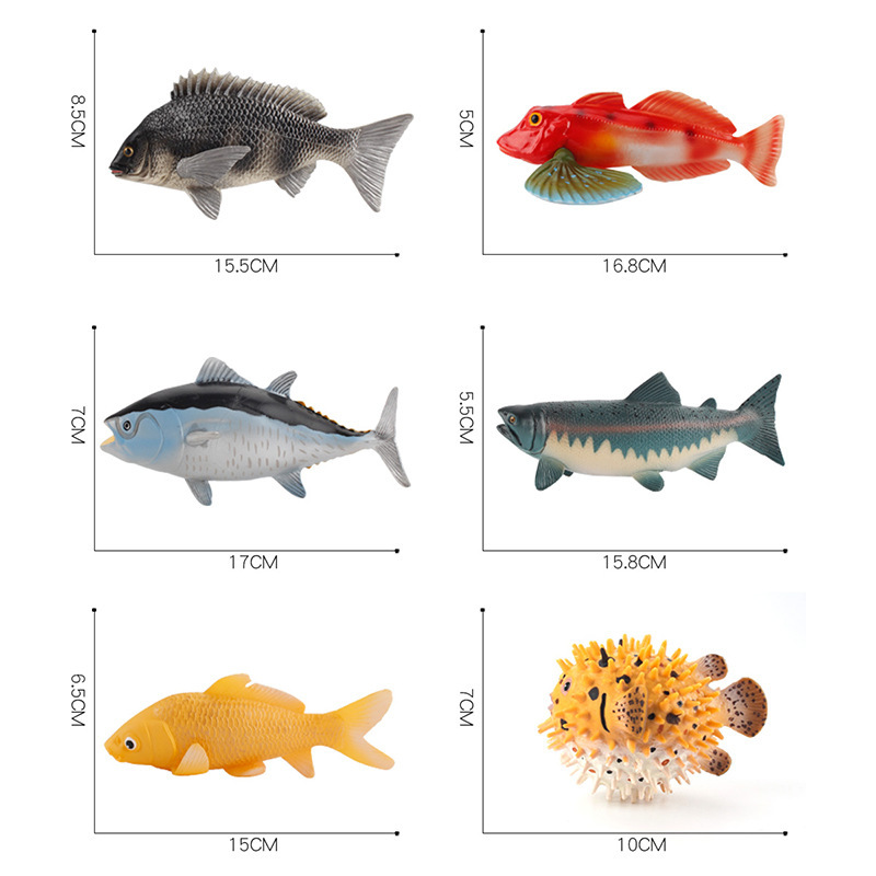 Simulación modelo de pez de agua dulce sólido de nueve piezas para niños ciencia y educación pez de hadas atún de salmón Juguetes de acuario
