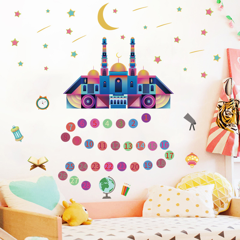 Nihaojewelry Comercio Al Por Mayor Simple Castle Star Moon Etiqueta De La Pared Del Dormitorio Digital display picture 3