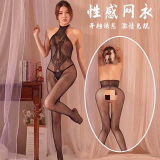 夜思夜瑟情趣内衣性感提花免脱连体衣紧身镂空网衣代发8019
