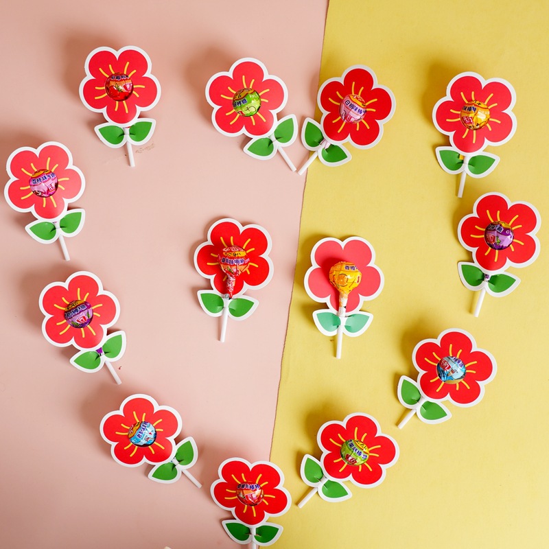 60 위안 과일 막대 사탕 60 작은 붉은 꽃 판지