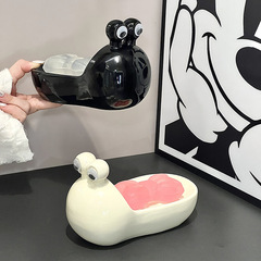 Light luxury style ceramic soap dish, creative snail-shaped soap box, non-water pooling, high-value household decorative soap box