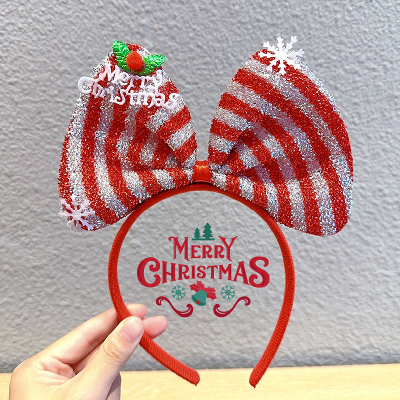クリスマスヘアバンド 子供用 2025年新作 リボンヘアバンド 女の子向け 面白いお祭りアクセサリー ヘアピン 女性用|undefined