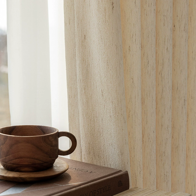 [Thickened Chenille Sheer Curtain with French Modern Minimalist Style for Living Room Balcony Light-Filtering yet Transparent Curtain