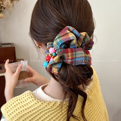 とても特別〜早春のカラフルなチェック柄ヘアバンド女性用 2025 新しい高弾性ヘアゴムバンド