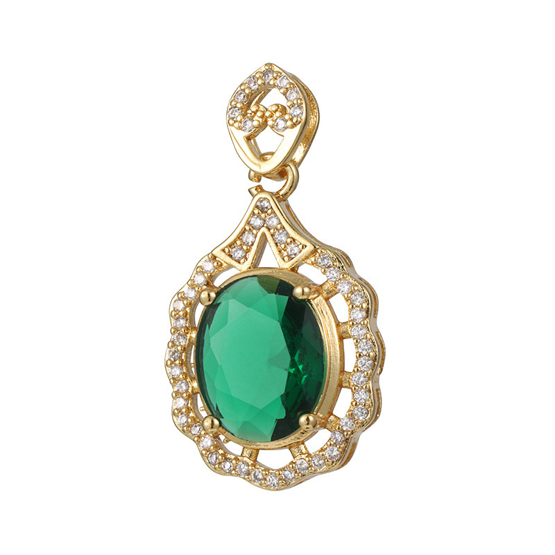 Joyas transfronterizas colgante de rubí esmeralda ligero de lujo accesorios de acero de titanio collar no decolor cadena clavícula