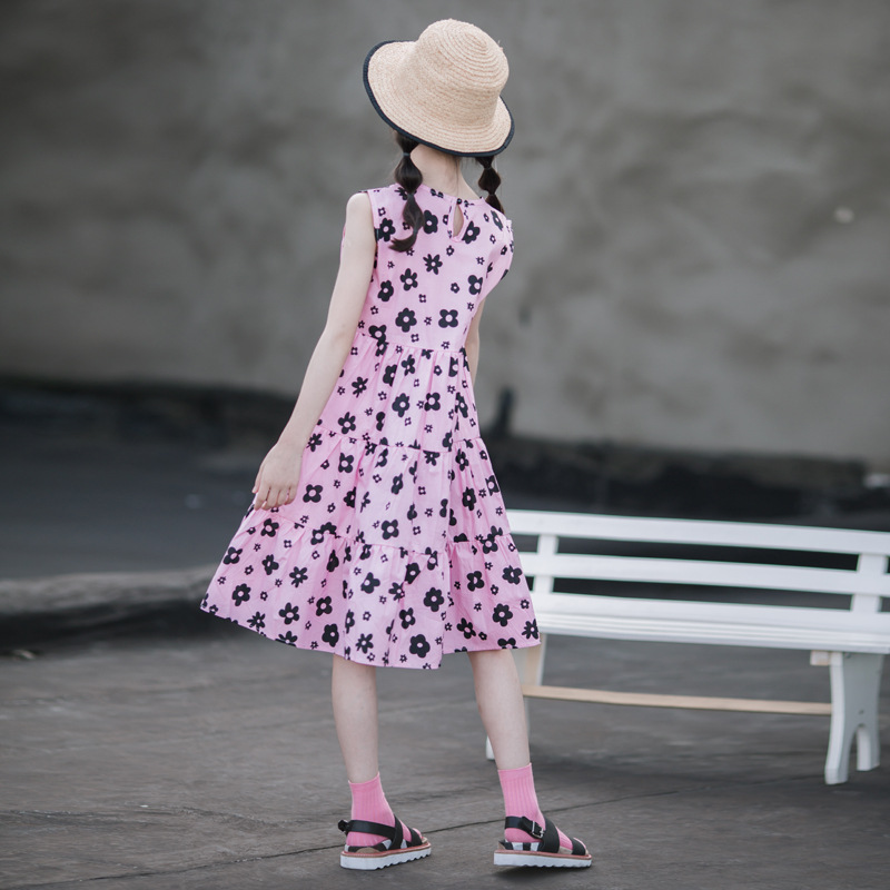 Vestido de las niñas vestido de verano 2023 nuevo vestido de princesa de verano para niños medianos y grandes Falda de algodón para niña de estilo occidental